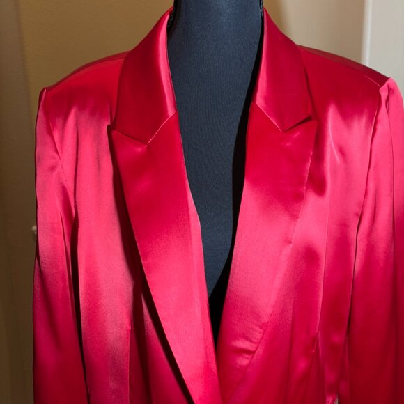 Alex Marie Red Satin Blazer Jacket - Picture 7 of 9